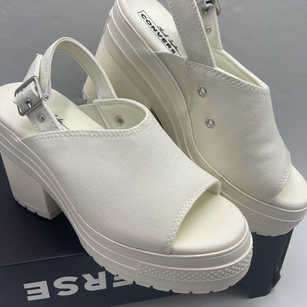 Converse CHUCK 70 DE LUXE HEEL MULE SLI EGRET/EGRET/EGRET Platform Heels A13796F - Picture 6 of 16